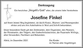 Traueranzeige von Josefine Finkel von Memminger Zeitung