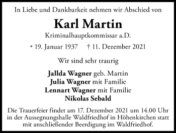 Traueranzeige von Karl Martin von Allgäuer Zeitung,Kempten