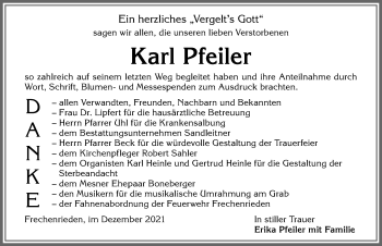 Traueranzeige von Karl Pfeiler von Memminger Zeitung