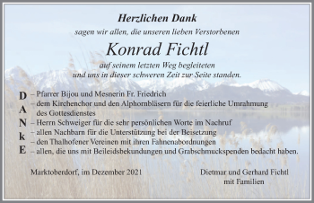 Traueranzeige von Konrad Fichtl von Allgäuer Zeitung, Marktoberdorf