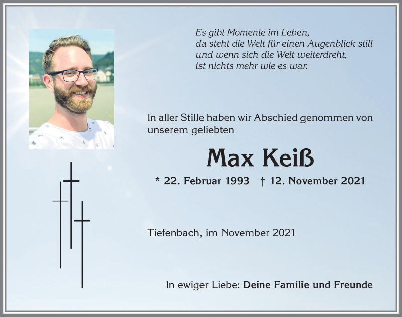  Traueranzeige für Max Keiß vom 01.12.2021 aus Allgäuer Anzeigeblatt
