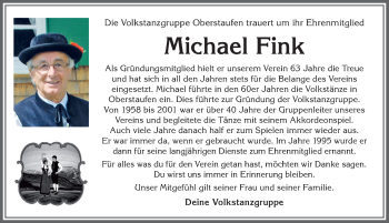 Traueranzeige von Michael Fink von Allgäuer Anzeigeblatt