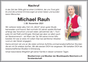Traueranzeige von Michael Rauh von Memminger Zeitung