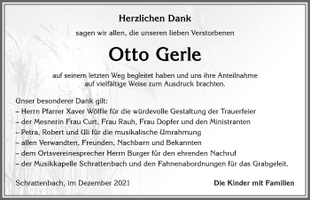 Traueranzeige von Otto Gerle von Allgäuer Zeitung,Kempten