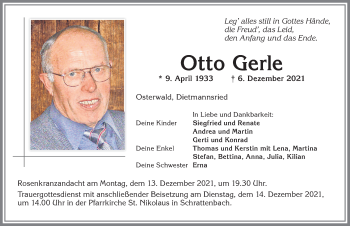 Traueranzeige von Otto Gerle von Allgäuer Zeitung,Kempten