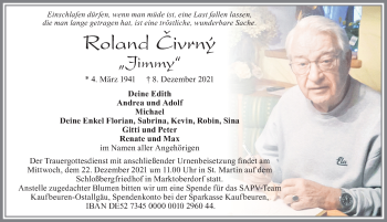 Traueranzeige von Roland Civrny von Allgäuer Zeitung, Marktoberdorf