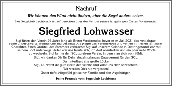Traueranzeige von Siegfried Lohwasser von Allgäuer Zeitung, Füssen