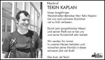 Traueranzeige von Tekin Kaplan von Memminger Zeitung