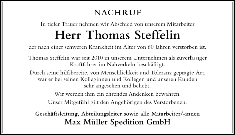  Traueranzeige für Thomas Steffelin vom 23.12.2021 aus Der Westallgäuer