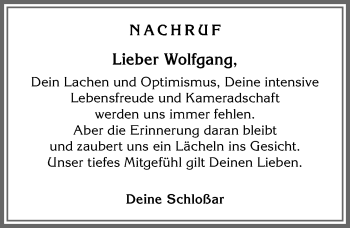 Traueranzeige von Wolfgang  von Allgäuer Zeitung, Füssen