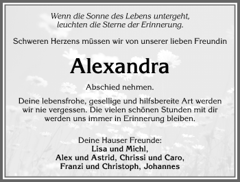 Traueranzeige von Alexandra  von Allgäuer Zeitung, Kaufbeuren/Buchloe