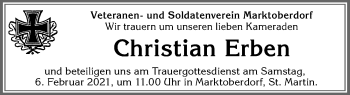 Traueranzeige von Christian Erben von Allgäuer Zeitung, Marktoberdorf