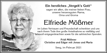 Traueranzeige von Elfriede Mößmer von Allgäuer Zeitung, Füssen