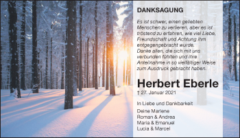Traueranzeige von Herbert Eberle von Allgäuer Zeitung