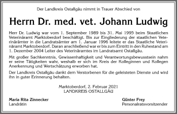 Traueranzeige von Johann Ludwig von Allgäuer Zeitung