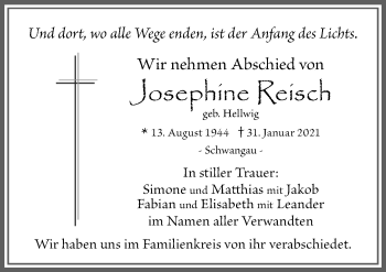 Traueranzeige von Josephine Reisch von Allgäuer Zeitung, Füssen