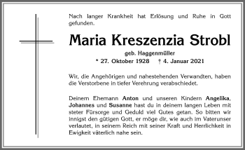 Traueranzeige von Maria Kreszenzia Strobl von Allgäuer Anzeigeblatt