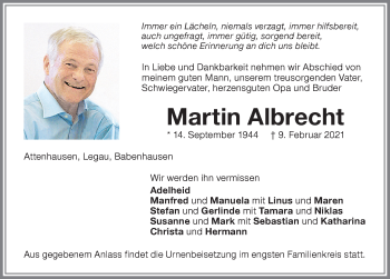 Traueranzeige von Martin Albrecht von Memminger Zeitung