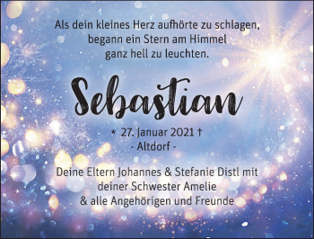 Traueranzeige von Sebastian  von Allgäuer Zeitung, Marktoberdorf