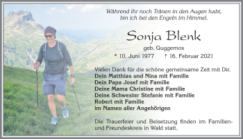 Traueranzeige von Sonja Blenk von Allgäuer Zeitung, Marktoberdorf