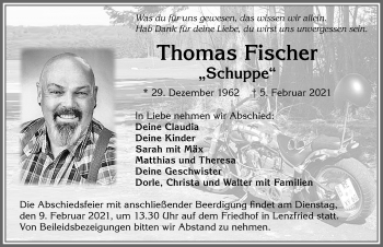 Traueranzeige von Thomas Fischer von Allgäuer Zeitung,Kempten