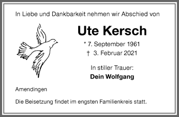 Traueranzeige von Ute Kersch von Memminger Zeitung