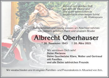 Traueranzeige von Albrecht Oberhauser von Allgäuer Zeitung,Kempten