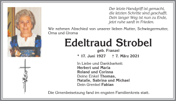 Traueranzeige von Edeltraud Strobel von Allgäuer Zeitung, Kaufbeuren/Buchloe