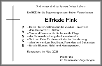 Traueranzeige von Elfriede Fink von Allgäuer Anzeigeblatt