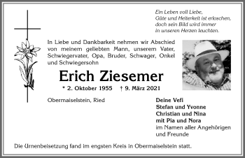 Traueranzeige von Erich Ziesemer von Allgäuer Anzeigeblatt