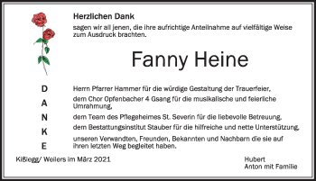 Traueranzeige von Fanny Heine von Der Westallgäuer