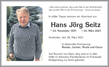 Traueranzeige von Hans Jörg Seitz von Allgäuer Anzeigeblatt