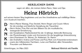 Traueranzeige von Heinz Hörtrich von Allgäuer Zeitung, Marktoberdorf