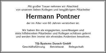 Traueranzeige von Hermann Pontner von Allgäuer Zeitung,Kempten