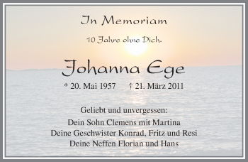 Traueranzeige von Johanna Ege von Allgäuer Zeitung,Kempten