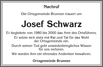 Traueranzeige von Josef Schwarz von Allgäuer Zeitung, Füssen