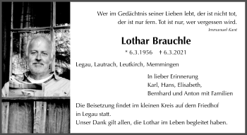 Traueranzeige von Lothar Brauchle von Memminger Zeitung