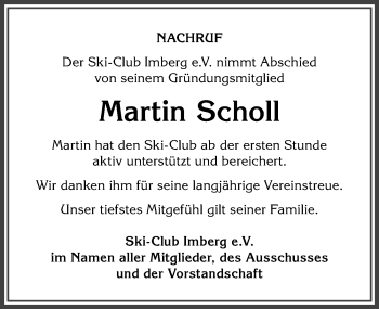 Traueranzeige von Martin Scholl von Allgäuer Anzeigeblatt