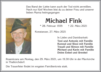 Traueranzeige von Michael Fink von Allgäuer Anzeigeblatt