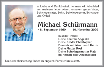 Traueranzeige von Michael Schürmann von Allgäuer Zeitung, Kaufbeuren/Buchloe