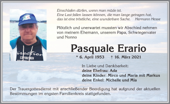 Traueranzeige von Pasquale Erario von Allgäuer Anzeigeblatt
