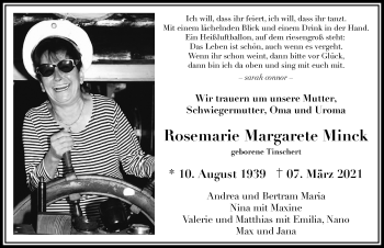 Traueranzeige von Rosemarie Margarete Minck von Allgäuer Zeitung, Marktoberdorf