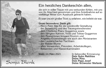 Traueranzeige von Sonja Blenk von Allgäuer Zeitung