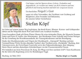 Traueranzeige von Stefan Köpf von Allgäuer Zeitung, Füssen