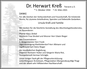 Traueranzeige von Ursula Kreß von Allgäuer Zeitung, Marktoberdorf