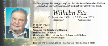 Traueranzeige von Wilhelm Fitz von Allgäuer Zeitung, Marktoberdorf