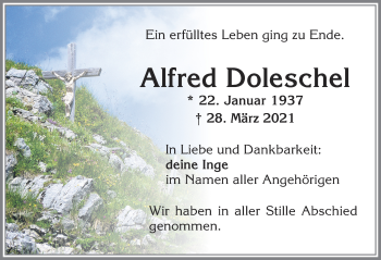 Traueranzeige von Alfred Doleschel von Allgäuer Zeitung,Kempten