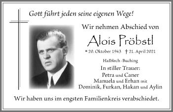Traueranzeige von Alois Pröbstl von Allgäuer Zeitung, Füssen