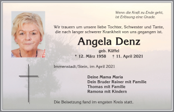 Traueranzeige von Angela Denz von Allgäuer Anzeigeblatt