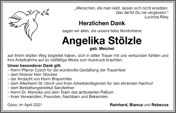 Traueranzeige von Angelika Stölzle von Memminger Zeitung